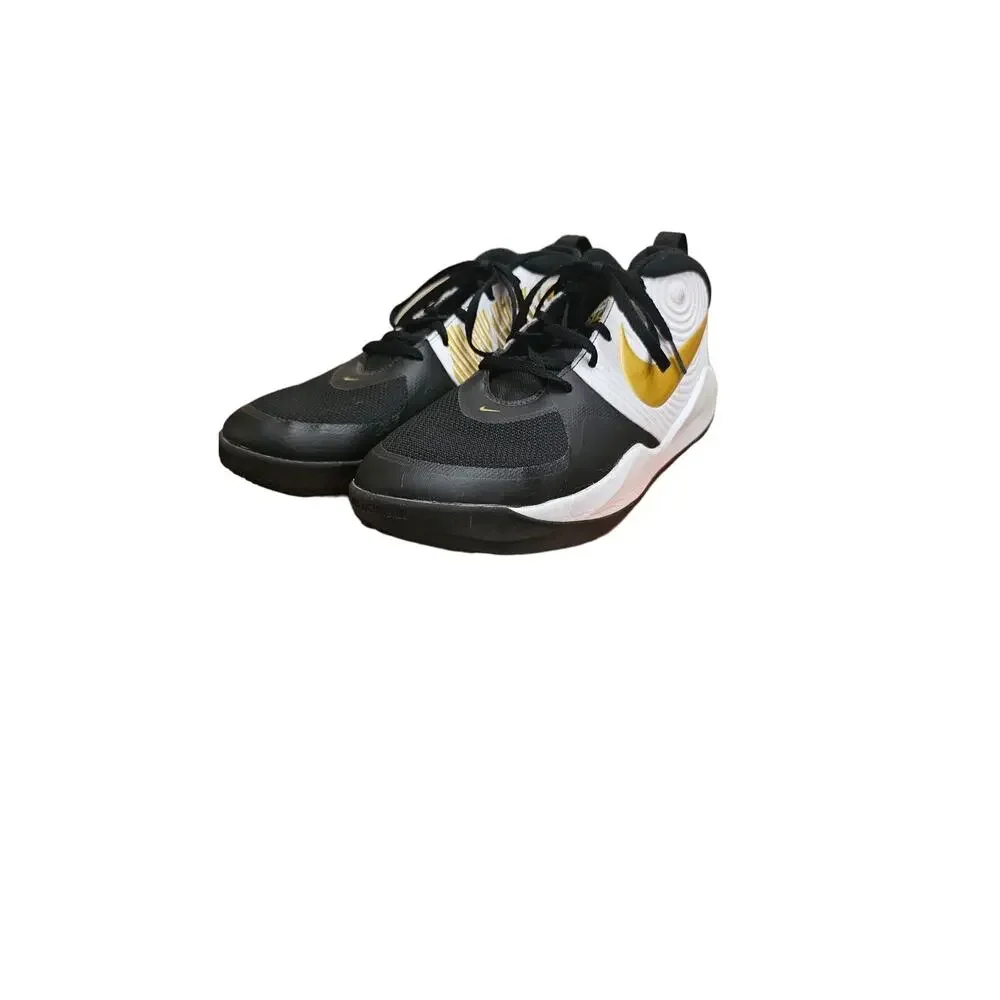 Nike Boys Team Hustle AQ4224-004 Black White Basketball‎ Shoes Sneakers Sz 7Y